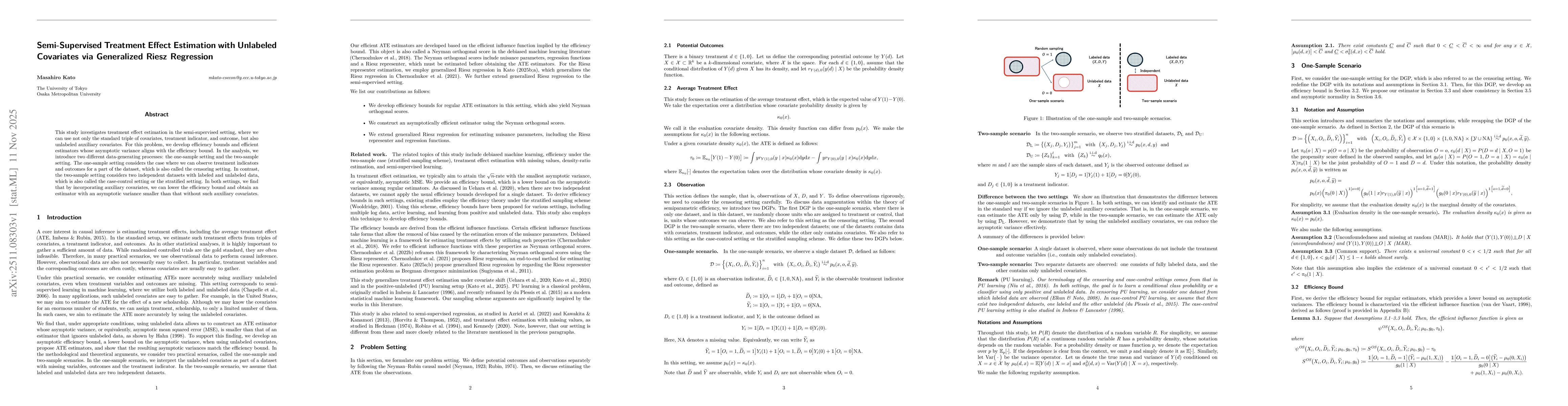 Thumbnail for Semi-Supervised Treatment Effect Estimation with Unlabeled Covariates via Generalized Riesz Regression