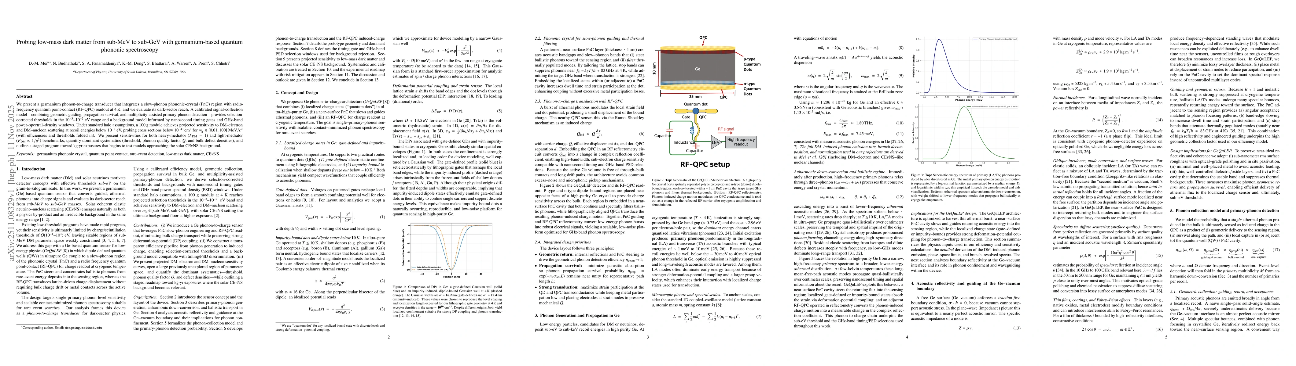 Thumbnail for Probing low-mass dark matter from sub-MeV to sub-GeV with germanium-based quantum phononic spectroscopy