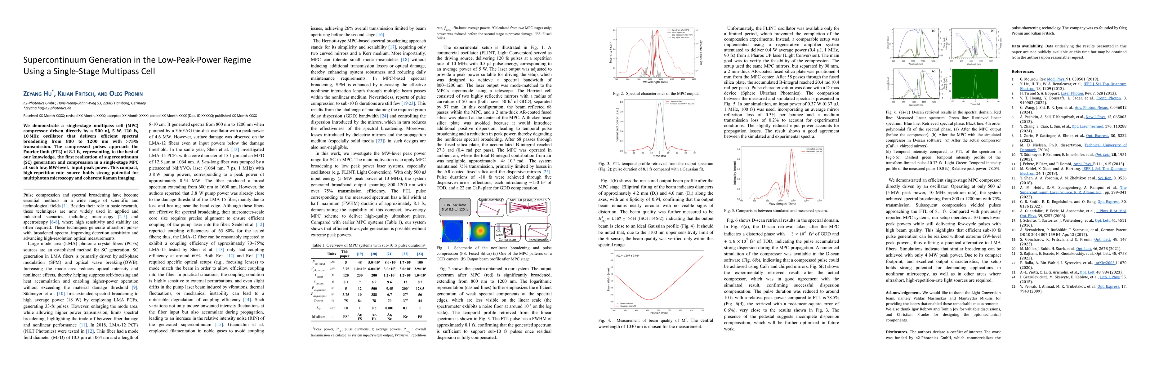 Thumbnail for Supercontinuum Generation in the Low-Peak-Power Regime Using a Single-Stage Multipass Cell