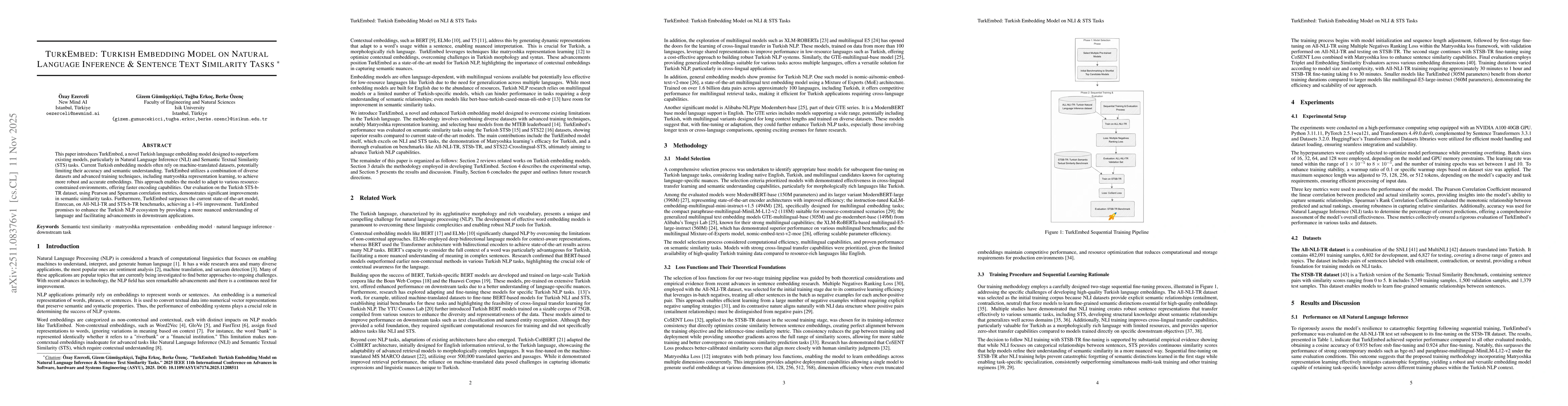 Thumbnail for TurkEmbed: Turkish Embedding Model on NLI & STS Tasks
