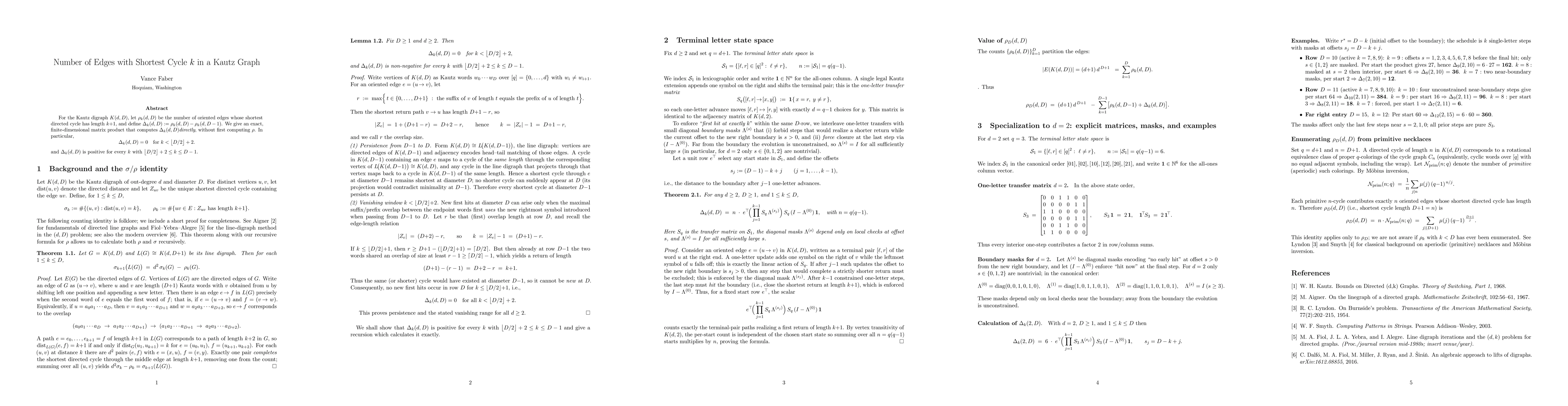 Thumbnail for Number of edges with shortest cycle k in a Kautz graph