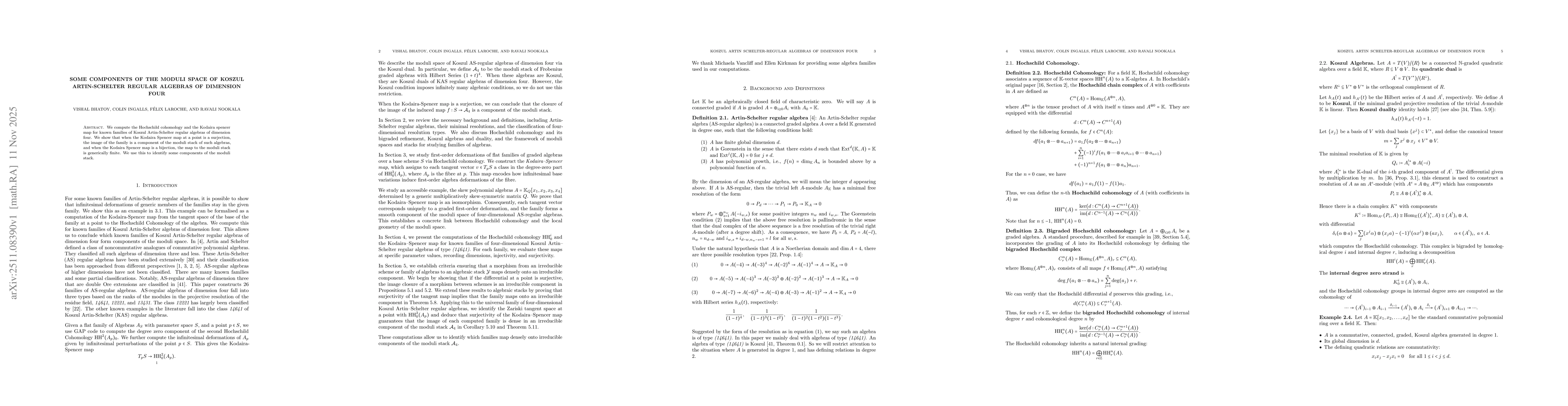 Thumbnail for Some components of the moduli space of Koszul Artin-Schelter regular algebras of dimension four