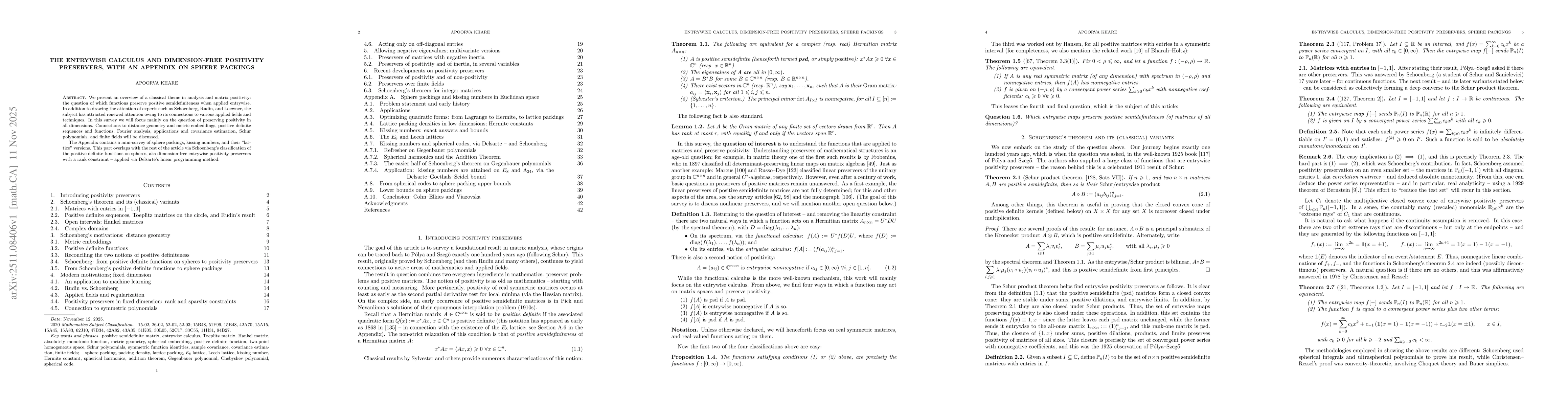 Thumbnail for The entrywise calculus and dimension-free positivity preservers, with an Appendix on sphere packings