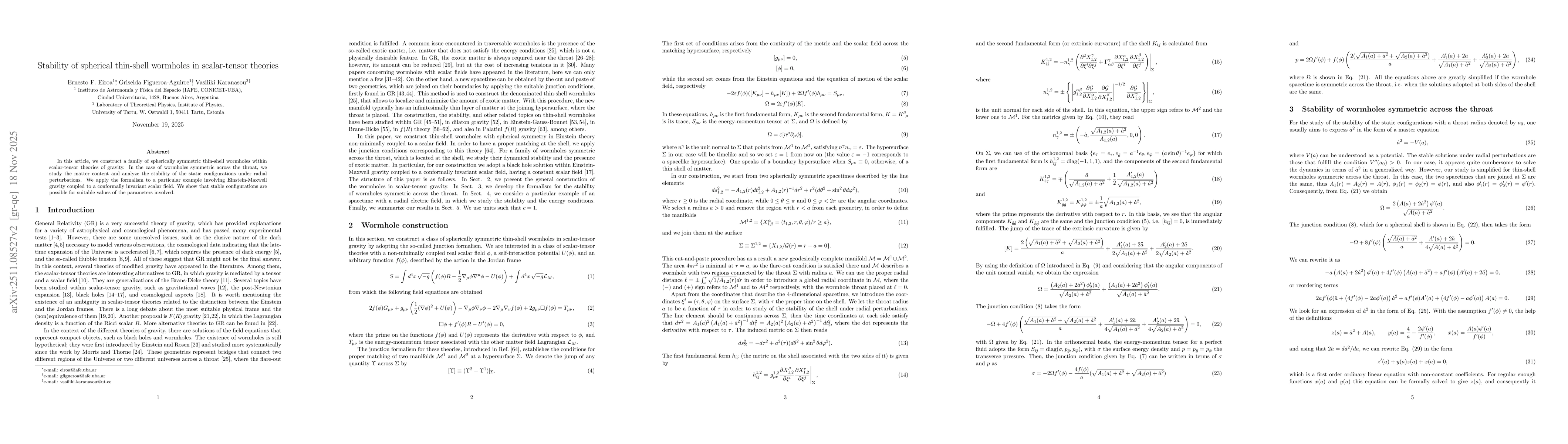 Thumbnail for Stability of spherical thin-shell wormholes in scalar-tensor theories