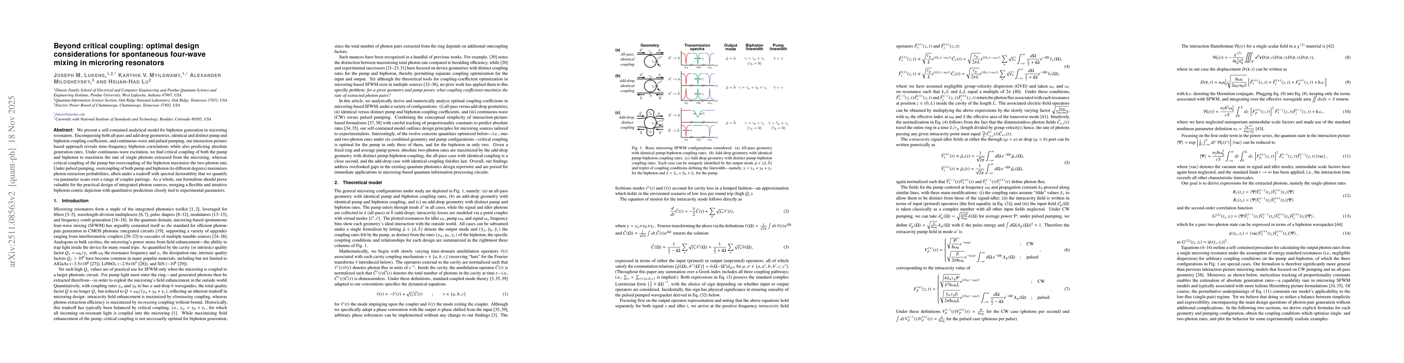 Thumbnail for Beyond critical coupling: optimal design considerations for spontaneous four-wave mixing in microring resonators