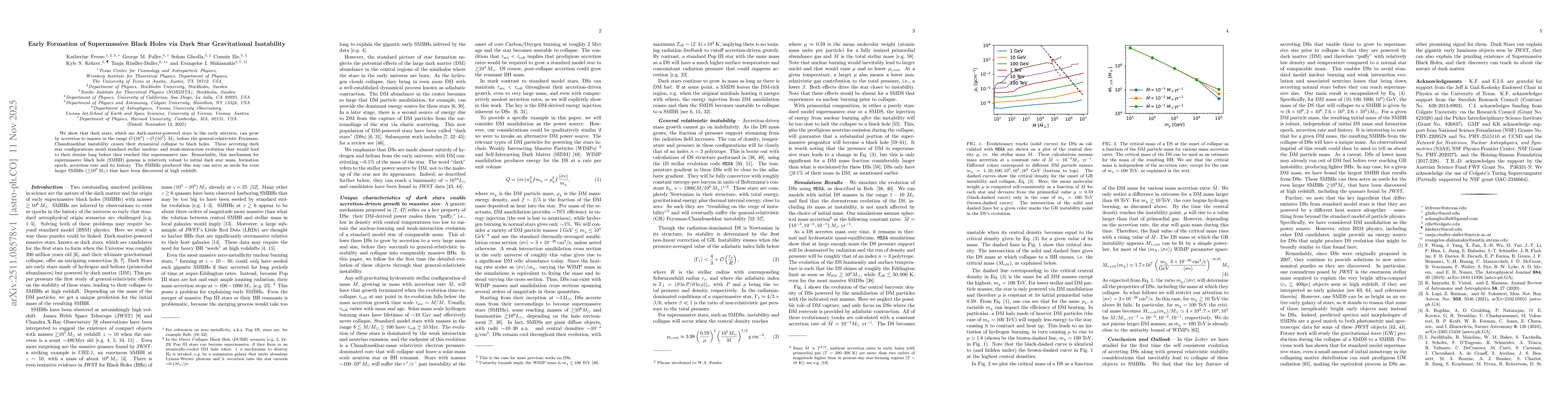 Thumbnail for Early Formation of Supermassive Black Holes via Dark Star Gravitational Instability