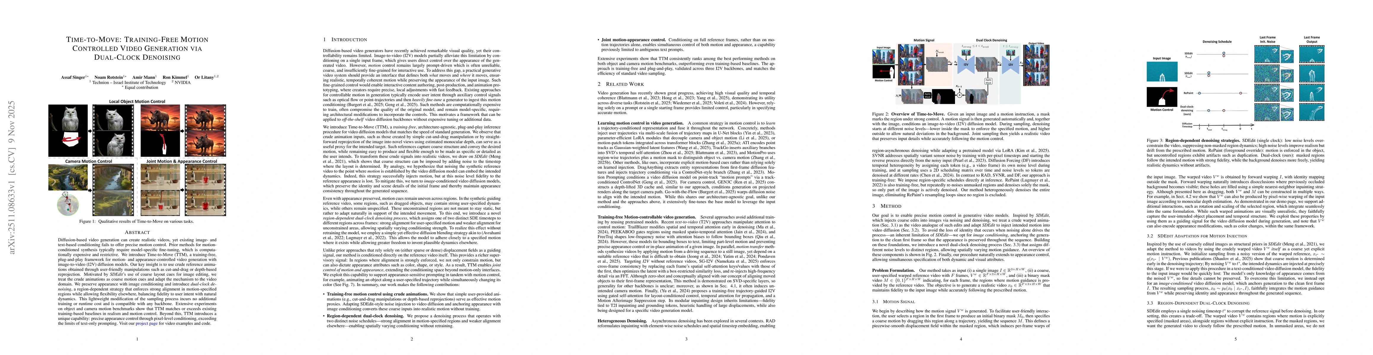 Thumbnail for Time-to-Move: Training-Free Motion Controlled Video Generation via Dual-Clock Denoising