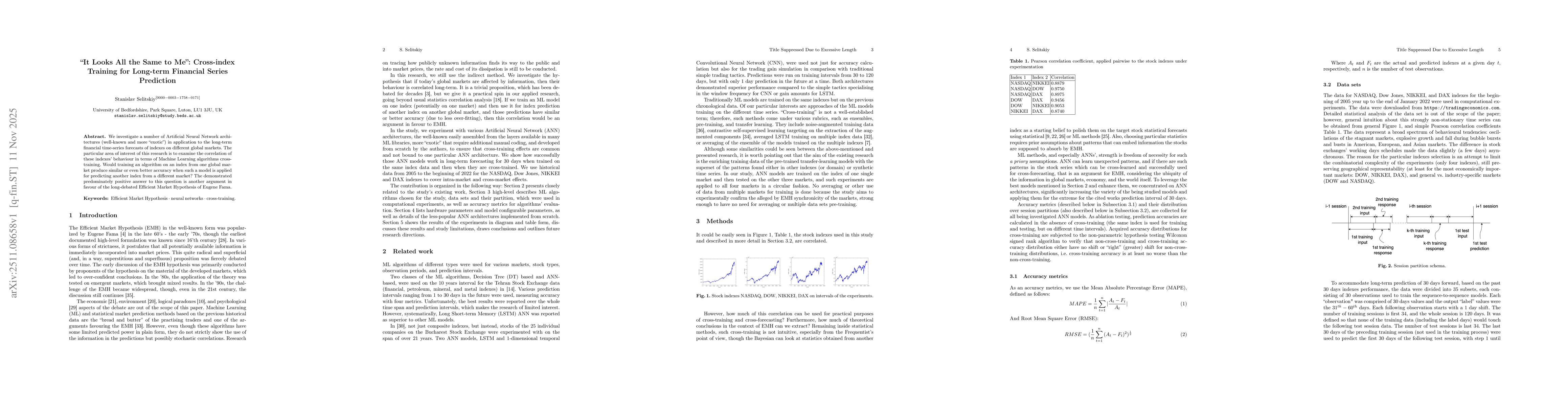 Thumbnail for "It Looks All the Same to Me": Cross-index Training for Long-term Financial Series Prediction