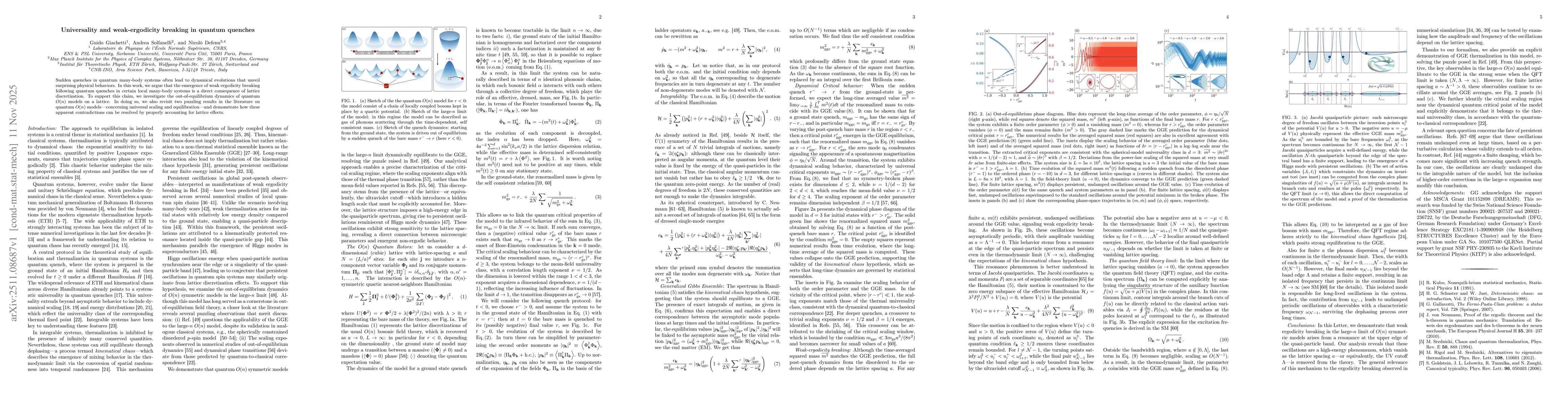 Thumbnail for Universality and weak-ergodicity breaking in quantum quenches