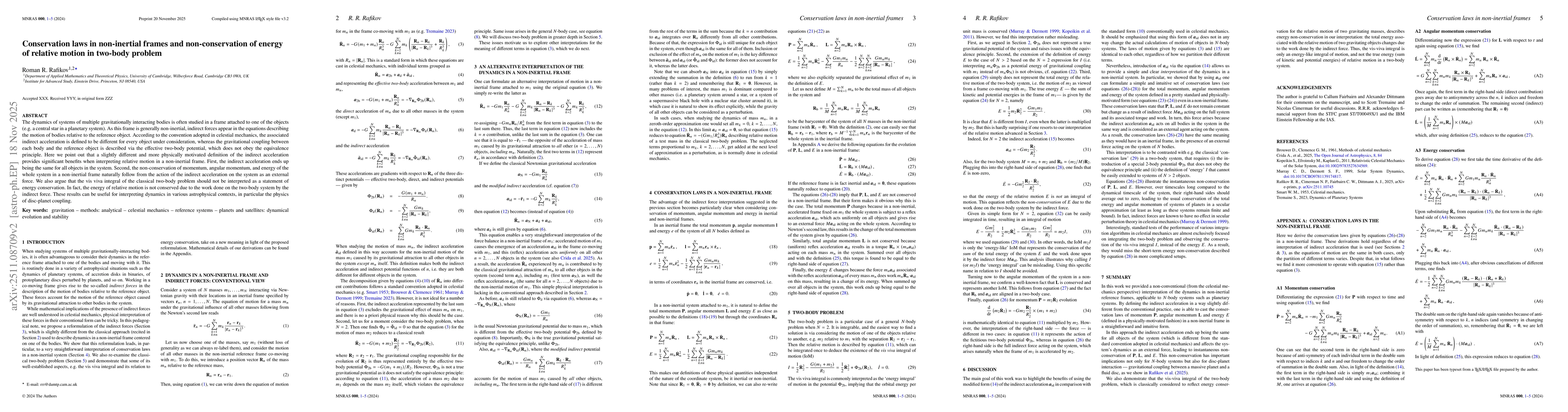 Thumbnail for Conservation laws in non-inertial frames and non-conservation of energy of relative motion in two-body problem