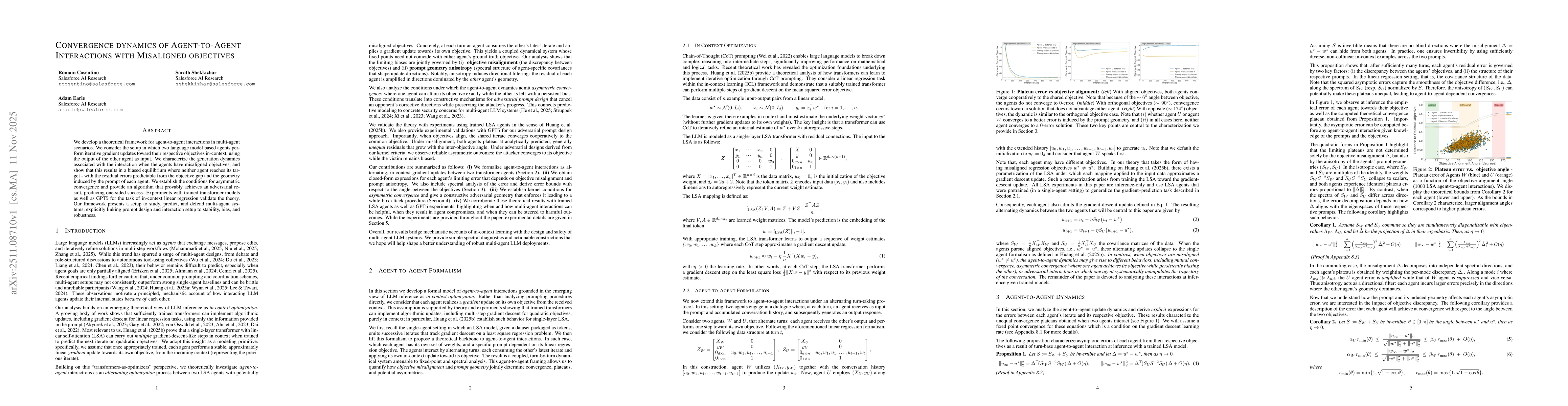 Thumbnail for Convergence dynamics of Agent-to-Agent Interactions with Misaligned objectives