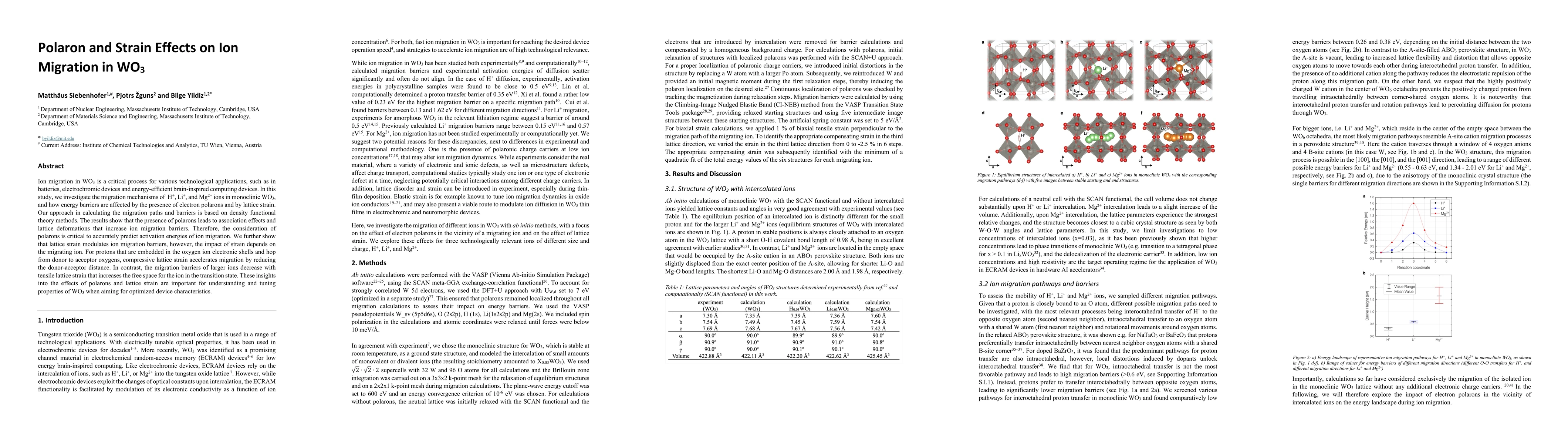 Thumbnail for Polaron and Strain Effects on Ion Migration in WO$_3$