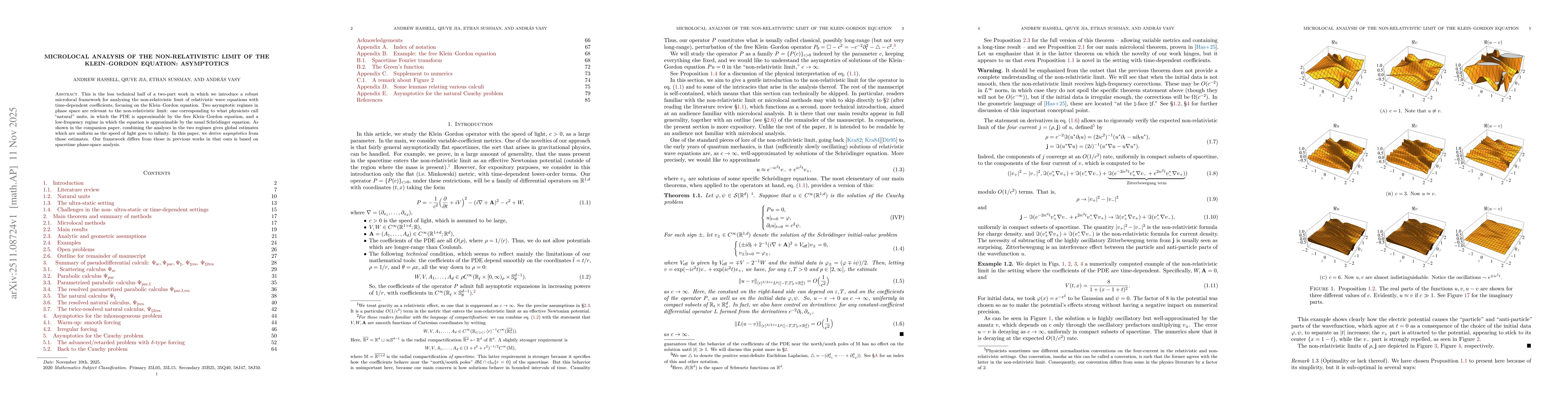 Thumbnail for Microlocal analysis of the non-relativistic limit of the Klein--Gordon equation: Asymptotics