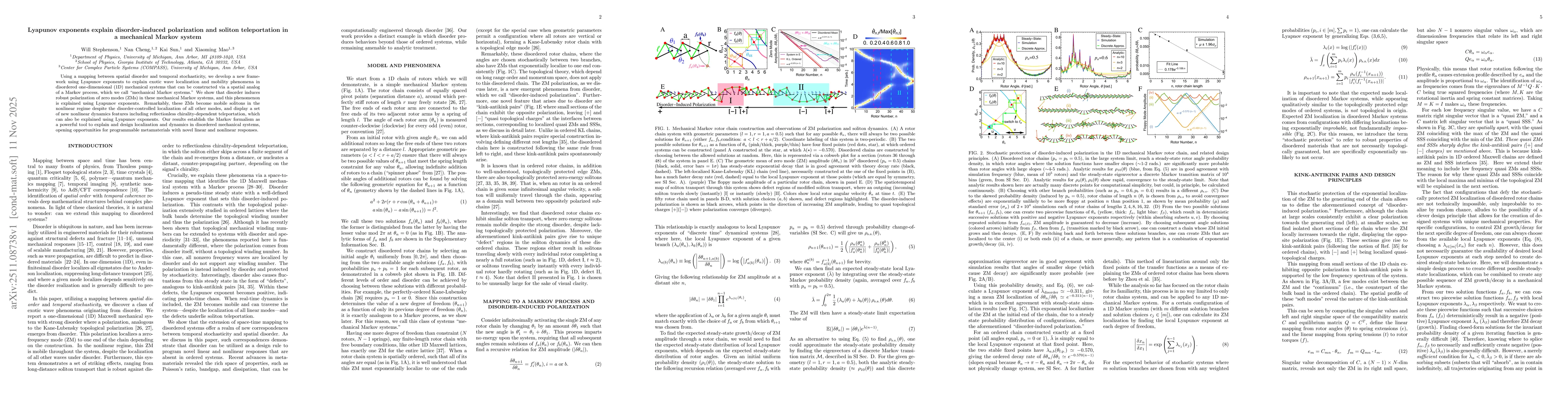 Thumbnail for Lyapunov exponents explain disorder-induced polarization and soliton teleportation in a mechanical Markov system
