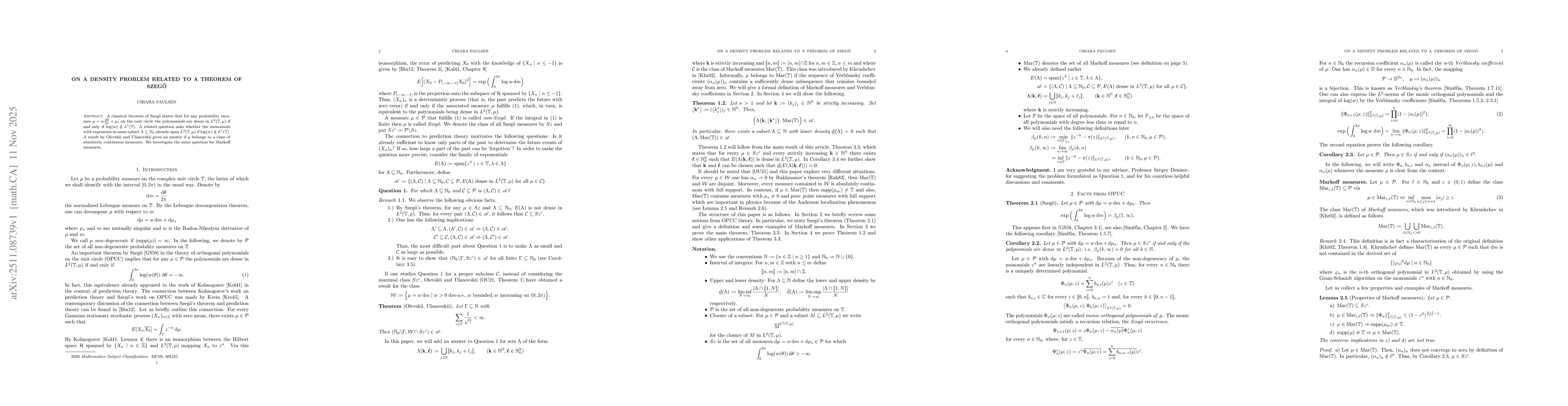 Thumbnail for On a density problem related to a theorem of Szegő