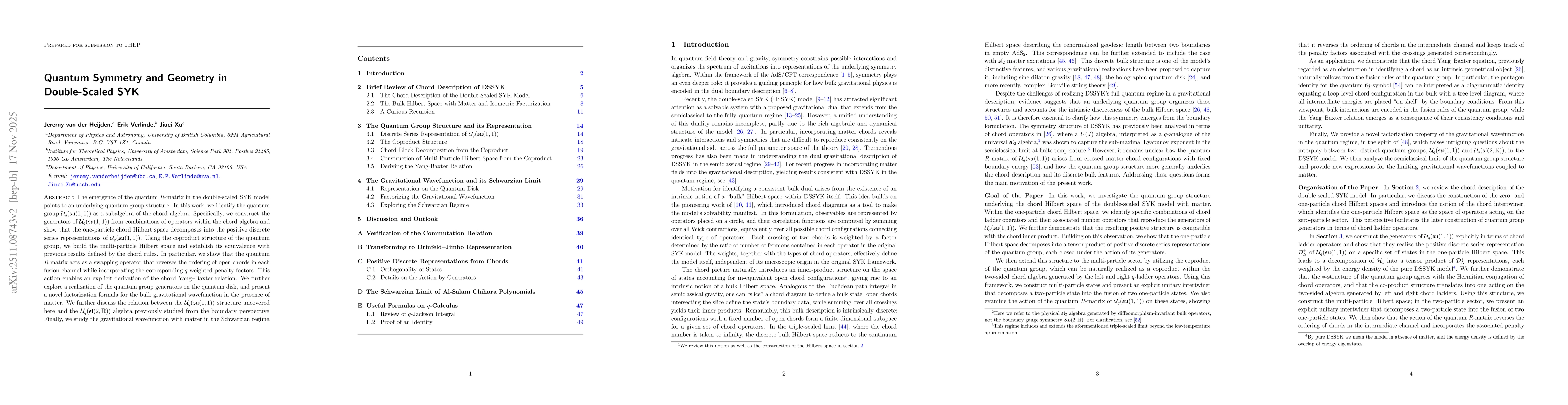 Thumbnail for Quantum Symmetry and Geometry in Double-Scaled SYK
