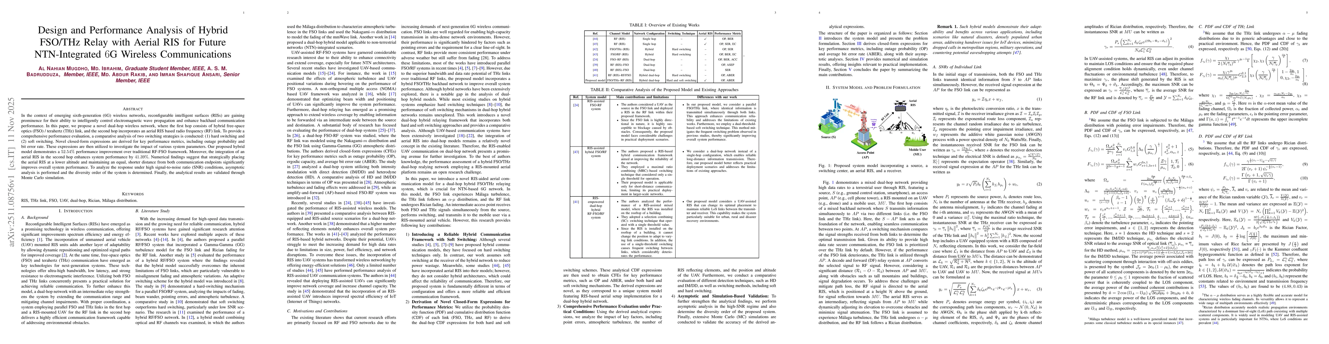 Thumbnail for Design and Performance Analysis of Hybrid FSO/THz Relay with Aerial RIS for Future NTN-Integrated 6G Wireless Communications