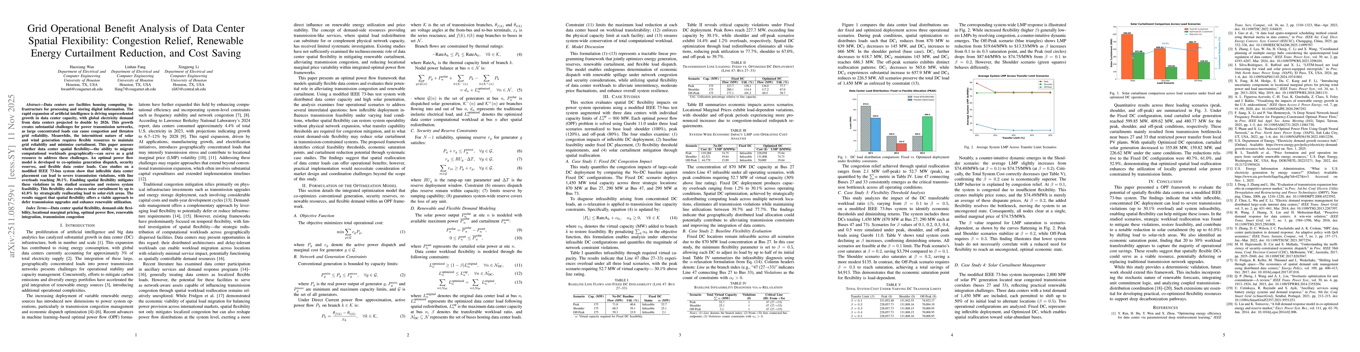 Thumbnail for Grid Operational Benefit Analysis of Data Center Spatial Flexibility: Congestion Relief, Renewable Energy Curtailment Reduction, and Cost Saving