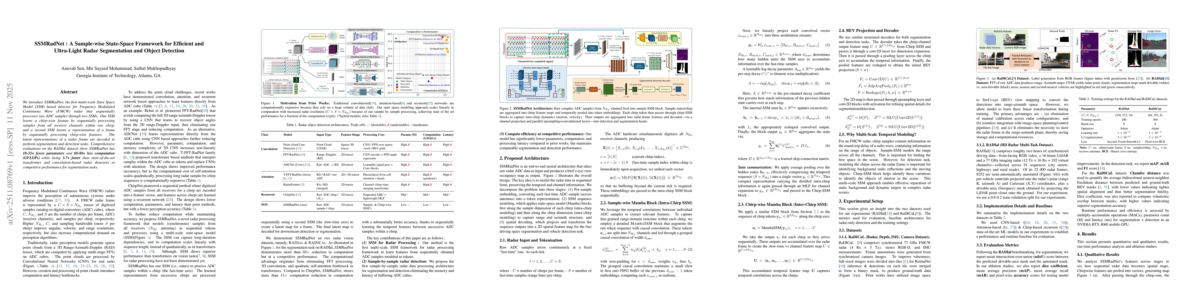 Thumbnail for SSMRadNet : A Sample-wise State-Space Framework for Efficient and Ultra-Light Radar Segmentation and Object Detection