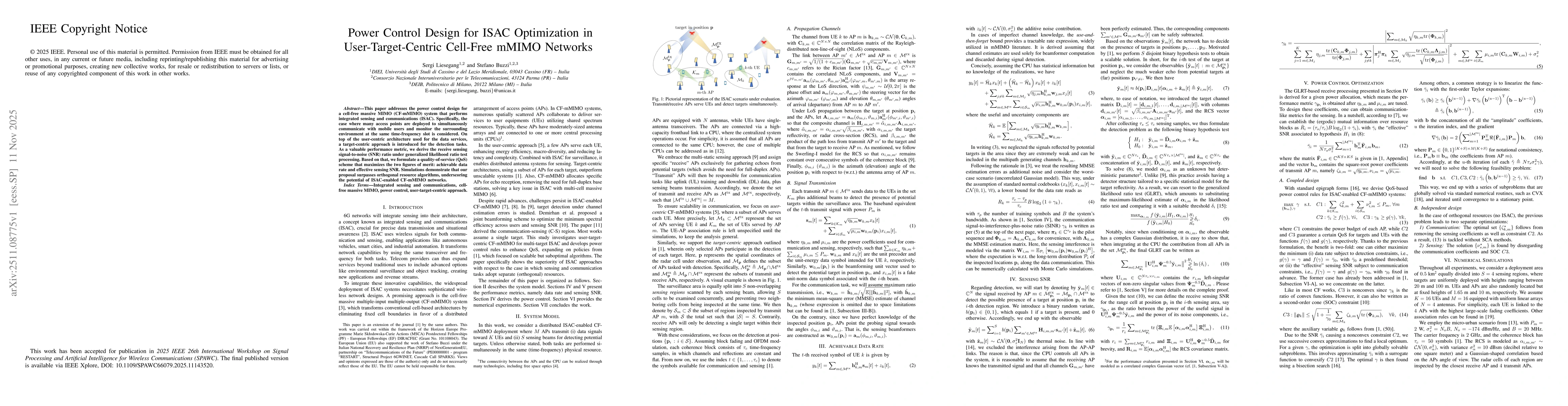 Thumbnail for Power Control Design for ISAC Optimization in User-Target-Centric Cell-Free mMIMO Networks