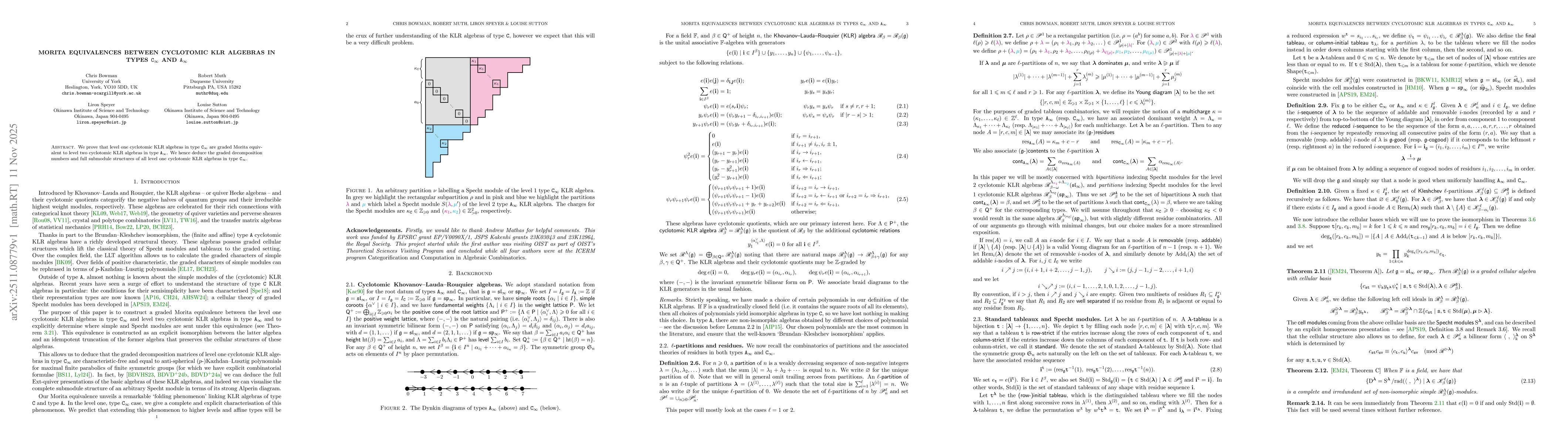 Thumbnail for Morita equivalences between cyclotomic KLR algebras in types $\mathtt{C}_\infty$ and $\mathtt{A}_\infty$