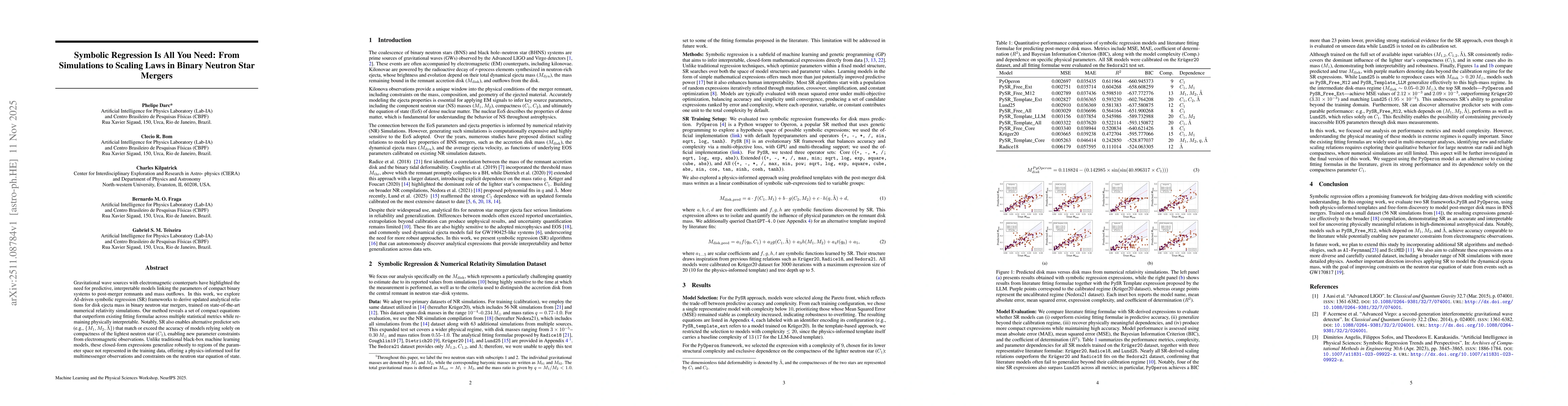 Thumbnail for Symbolic Regression Is All You Need: From Simulations to Scaling Laws in Binary Neutron Star Mergers