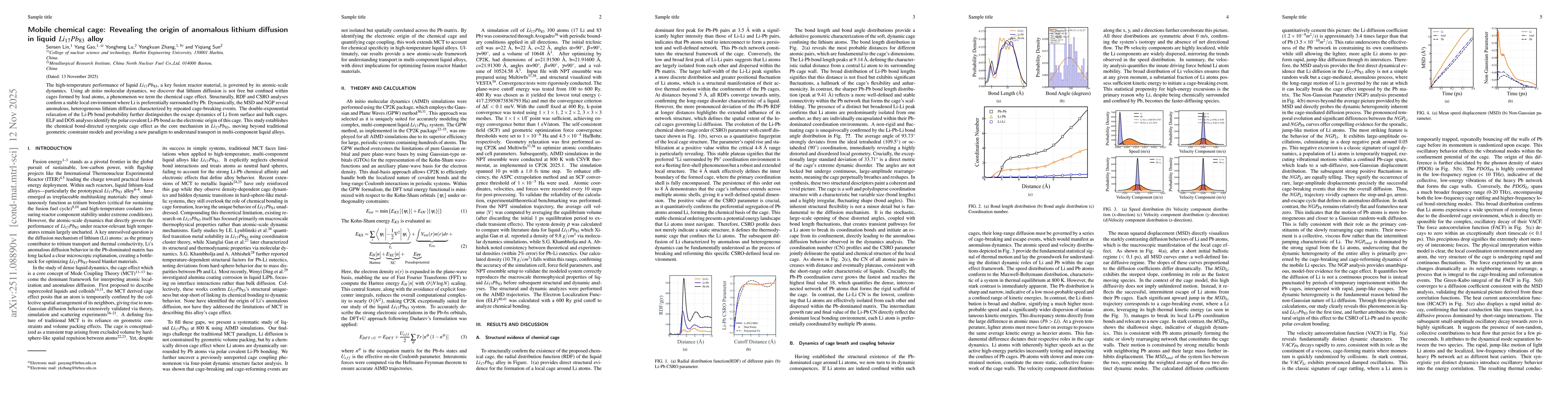 Thumbnail for Mobile chemical cage: Revealing the origin of anomalous lithium diffusion in liquid $Li_{17}Pb_{83}$ alloy