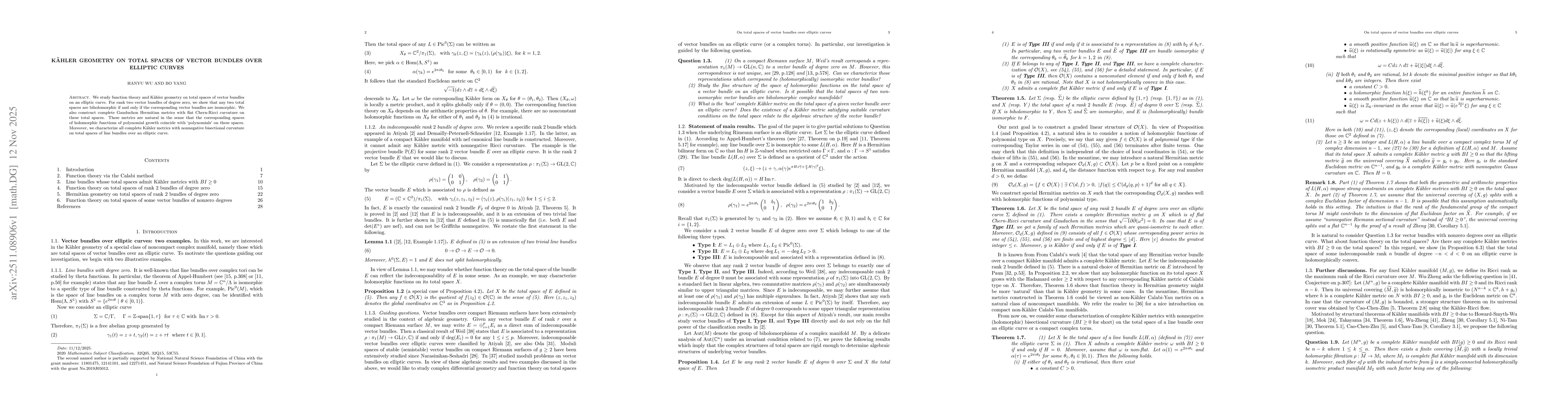 Thumbnail for Kähler geometry on total spaces of vector bundles over elliptic curves