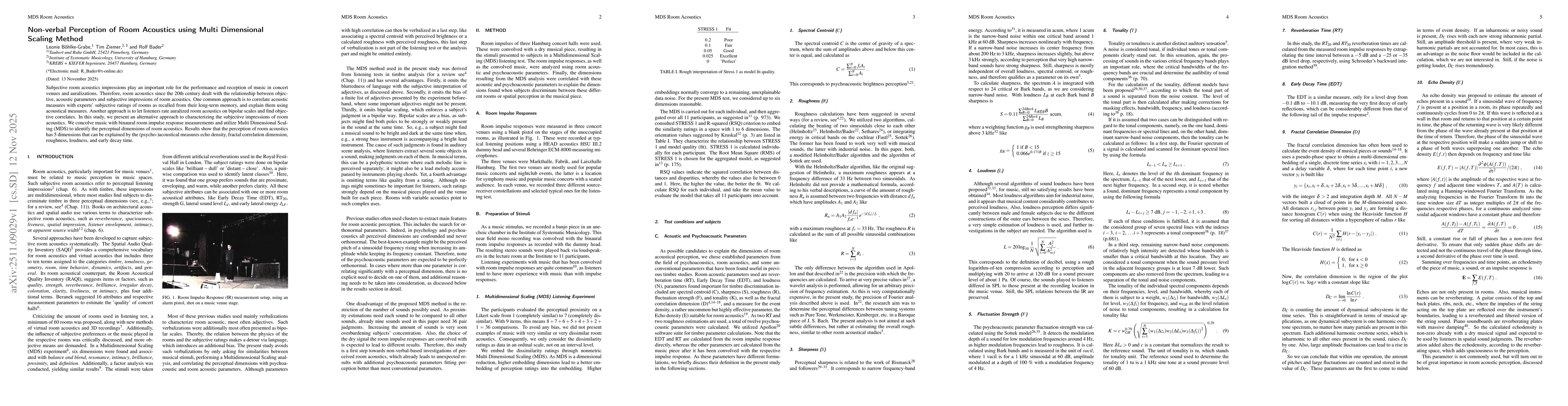 Thumbnail for Non-verbal Perception of Room Acoustics using Multi Dimensional Scaling Metho
