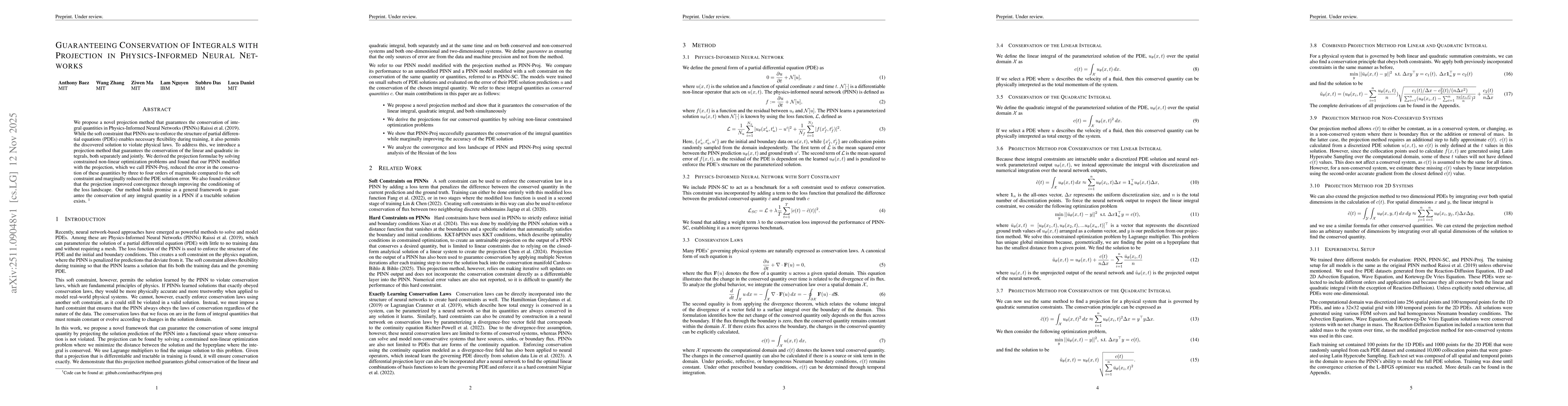 Thumbnail for Guaranteeing Conservation of Integrals with Projection in Physics-Informed Neural Networks