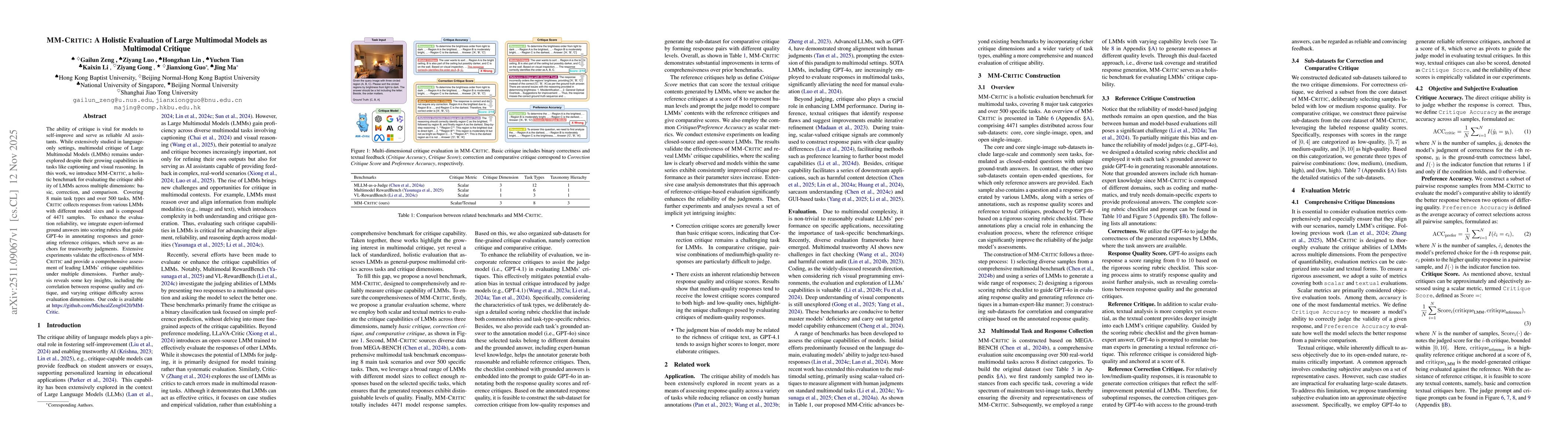 Thumbnail for MM-CRITIC: A Holistic Evaluation of Large Multimodal Models as Multimodal Critique