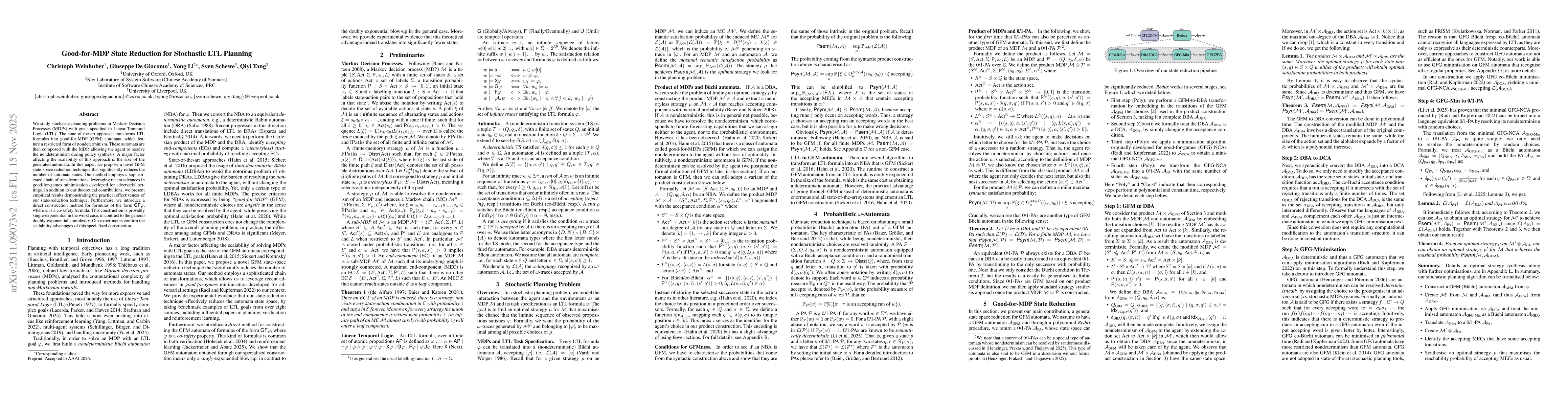 Thumbnail for Good-for-MDP State Reduction for Stochastic LTL Planning