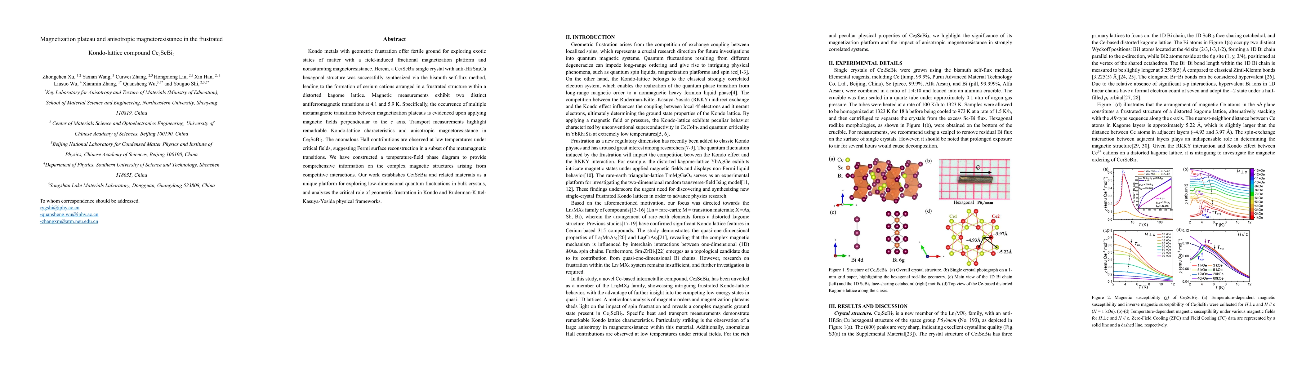 Thumbnail for Magnetization plateau and anisotropic magnetoresistance in the frustrated Kondo-lattice compound Ce3ScBi5