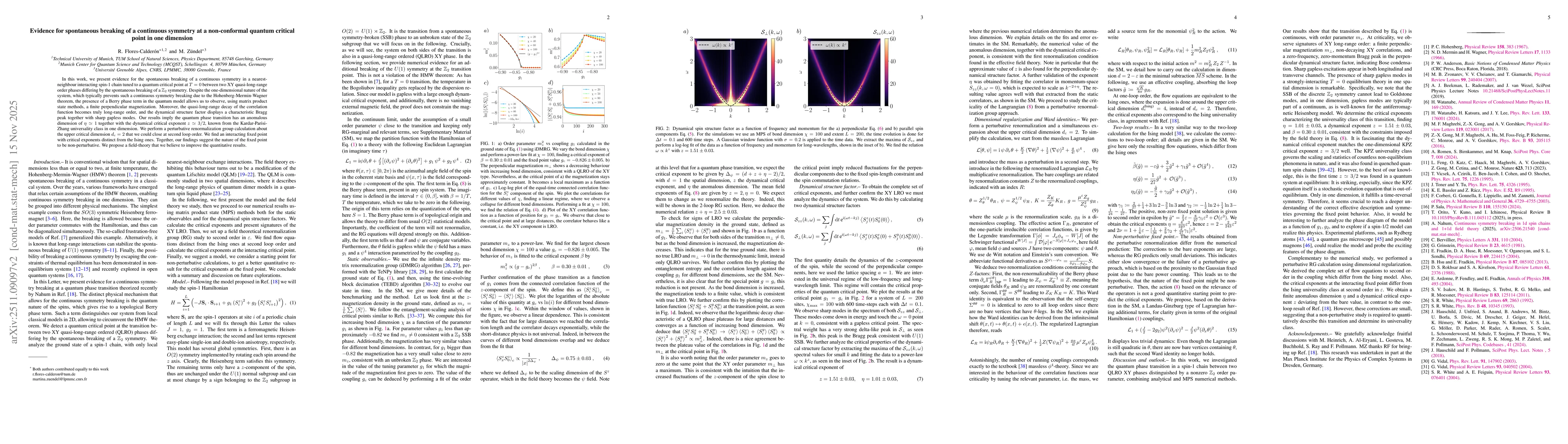 Thumbnail for Evidence for spontaneous breaking of a continuous symmetry at a non-conformal quantum critical point in one dimension