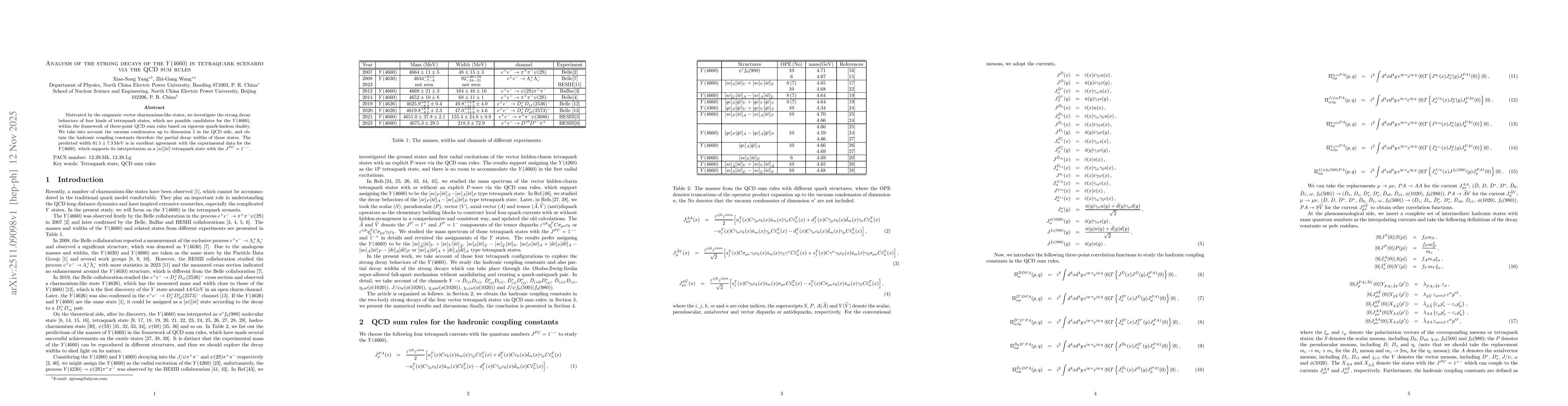 Thumbnail for Analysis of the strong decays of the $Y(4660)$ in tetraquark scenario via the QCD sum rules