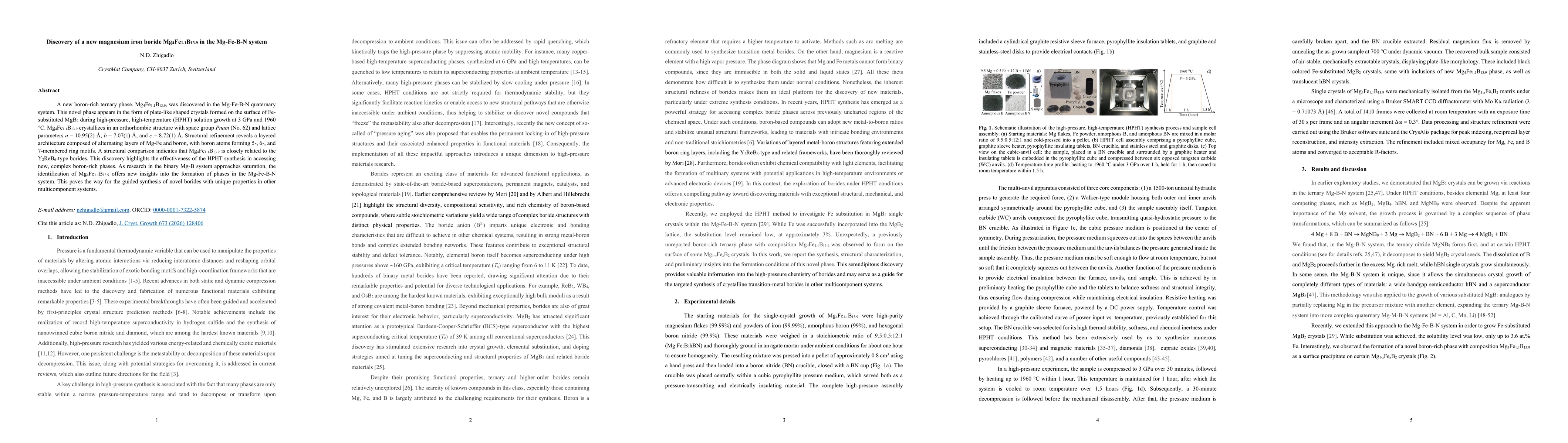 Thumbnail for Discovery of a new magnesium iron boride Mg4Fe1.1B13.9 in the Mg-Fe-B-N system