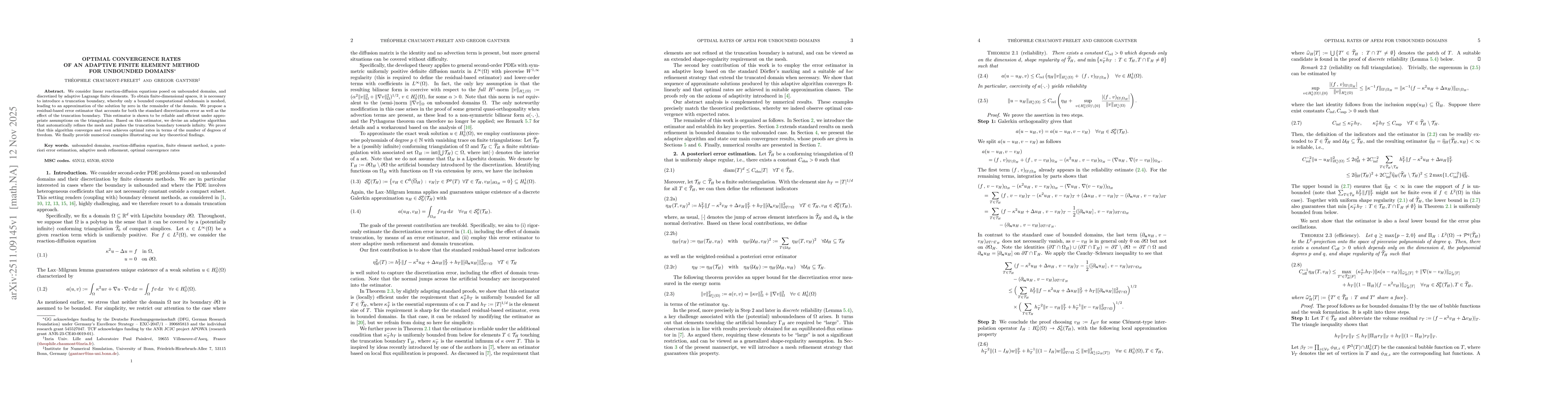 Thumbnail for Optimal convergence rates of an adaptive finite element method for unbounded domains