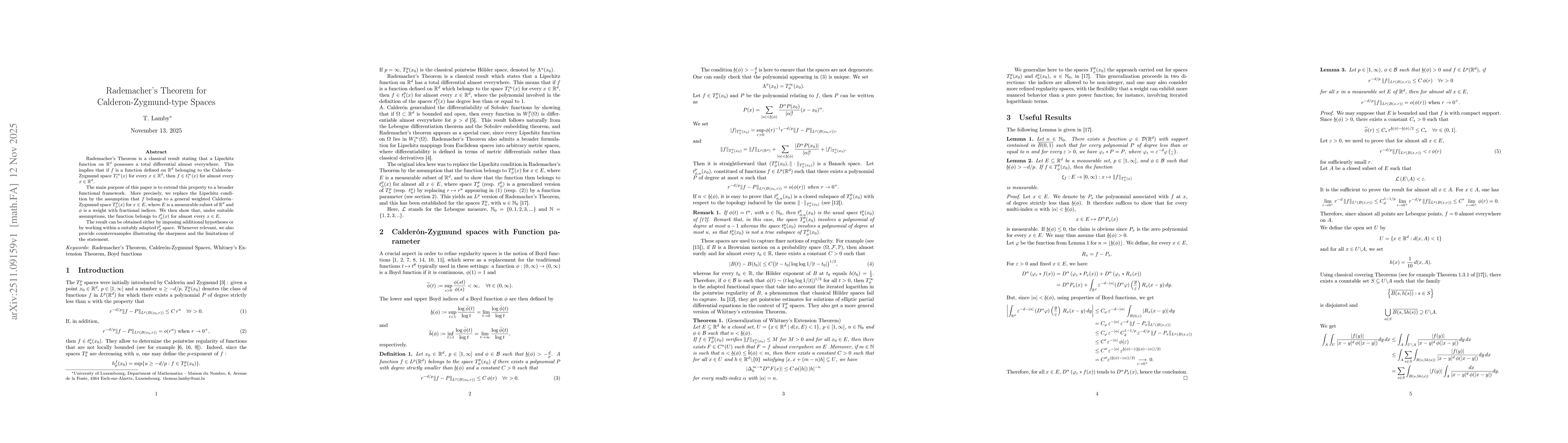 Thumbnail for Rademacher's Theorem for Calderon-Zygmund-type Spaces