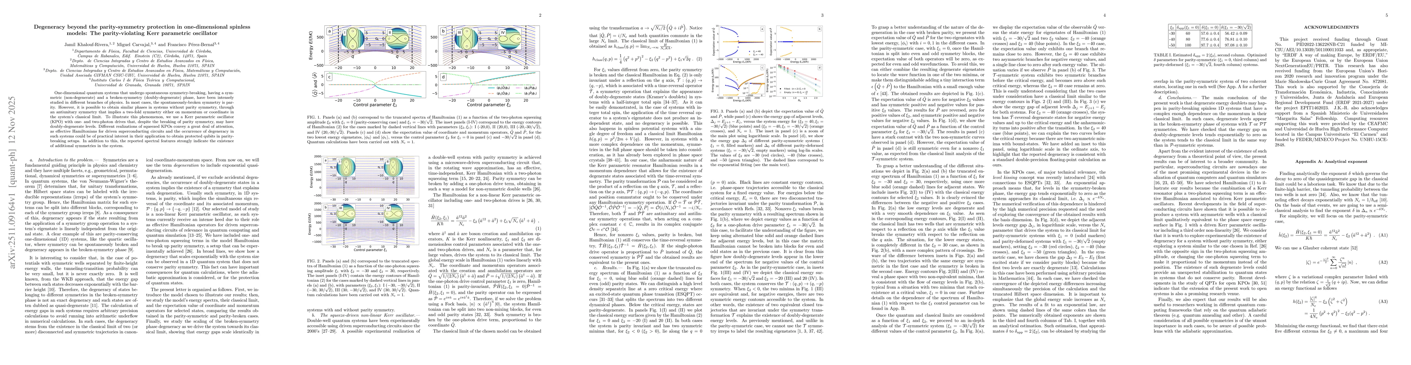 Thumbnail for Degeneracy beyond the parity-symmetry protection in one-dimensional spinless models: The parity-violating Kerr parametric oscillator