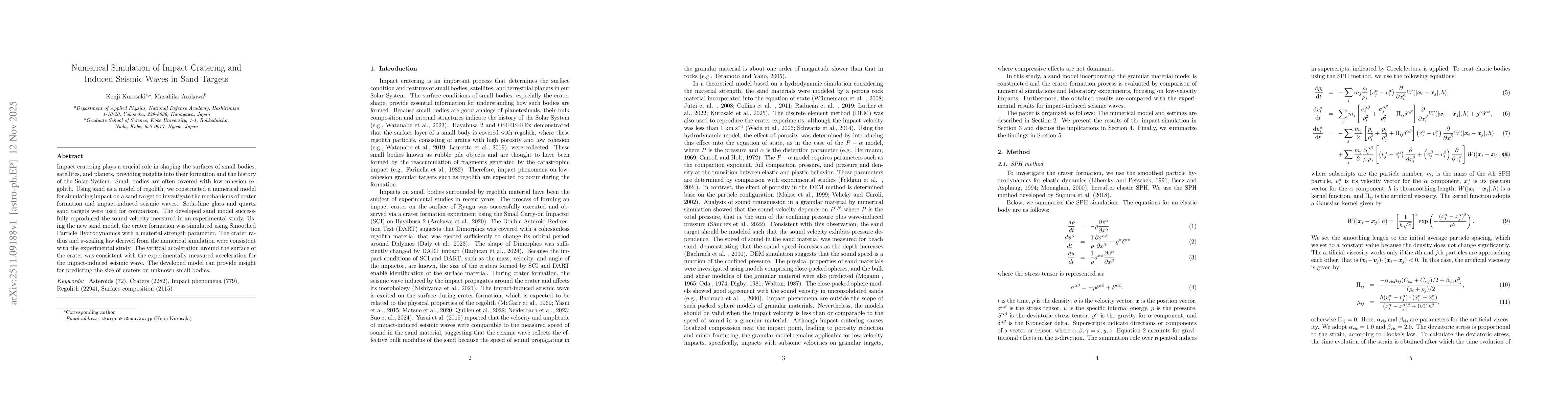 Thumbnail for Numerical Simulation of Impact Cratering and Induced Seismic Waves in Sand Targets