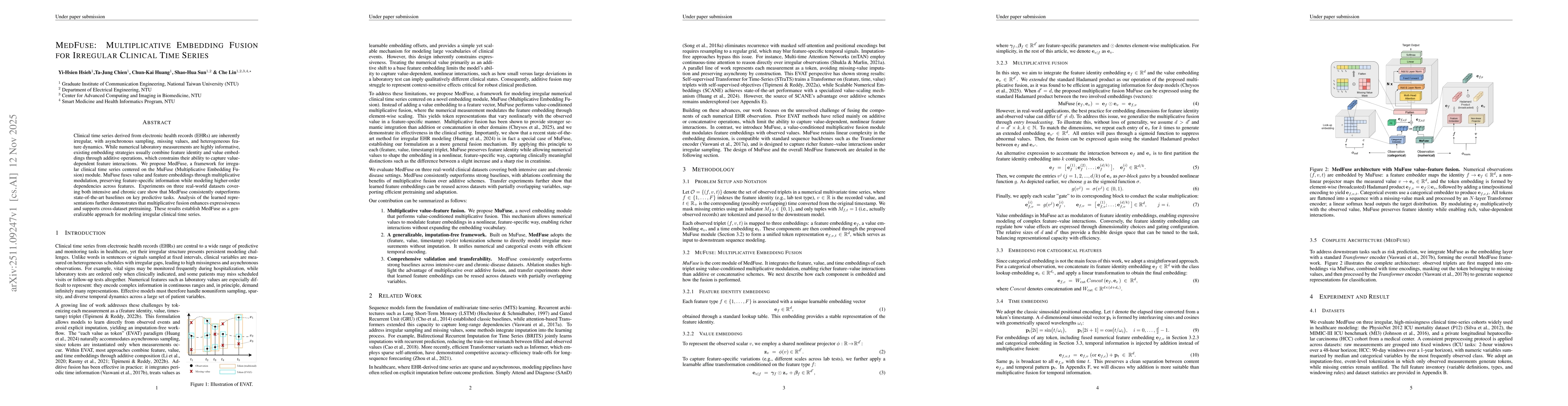 Thumbnail for MedFuse: Multiplicative Embedding Fusion For Irregular Clinical Time Series