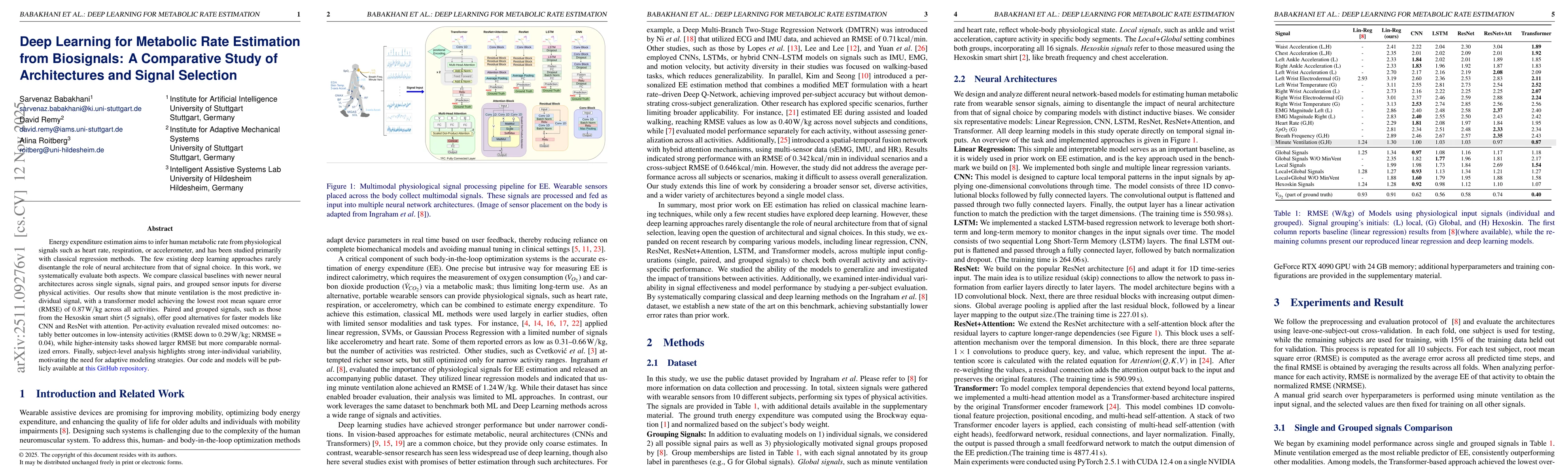 Thumbnail for Deep Learning for Metabolic Rate Estimation from Biosignals: A Comparative Study of Architectures and Signal Selection