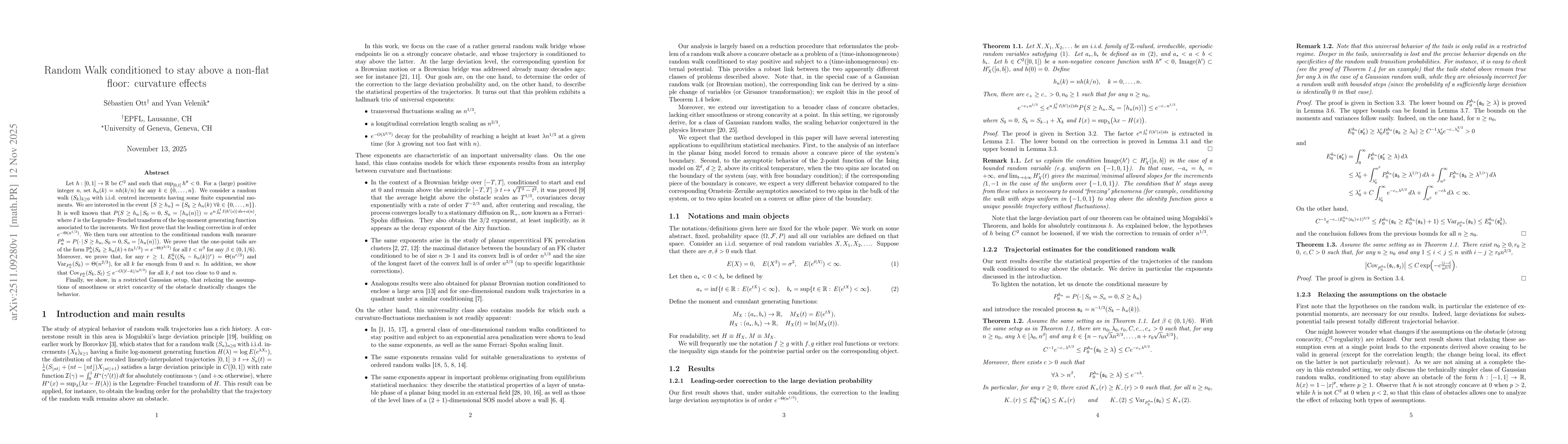 Thumbnail for Random Walk conditioned to stay above a non-flat floor: curvature effects