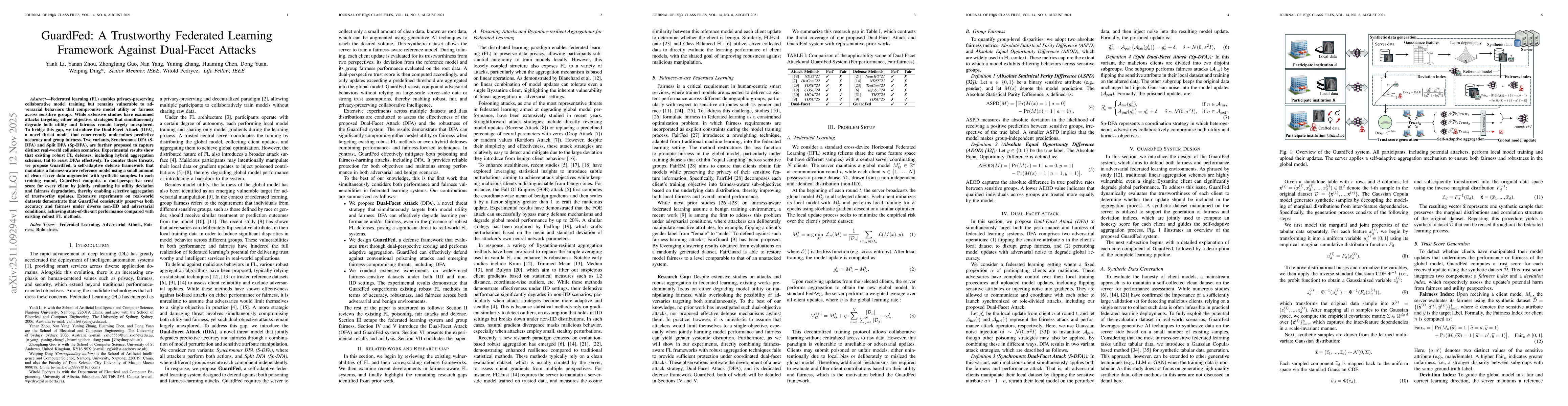 Thumbnail for GuardFed: A Trustworthy Federated Learning Framework Against Dual-Facet Attacks