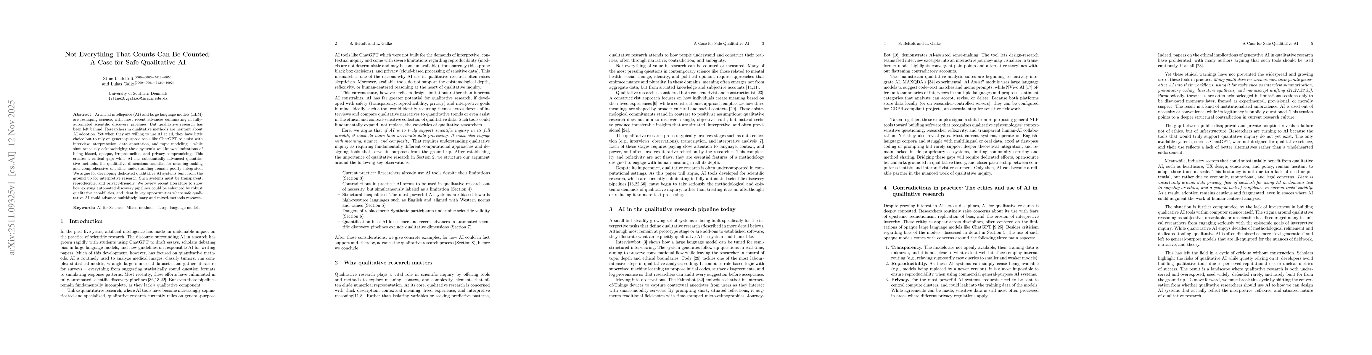 Thumbnail for Not Everything That Counts Can Be Counted: A Case for Safe Qualitative AI