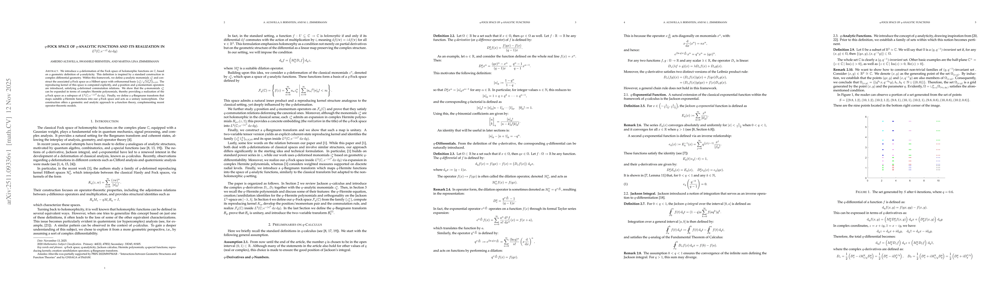 Thumbnail for $q$-Fock Space of $q$-Analytic Functions and its realization in $L^{2}(\mathbb{C}; e^{-z\bar z} \,\mathrm{d}x\,\mathrm{d}y)$