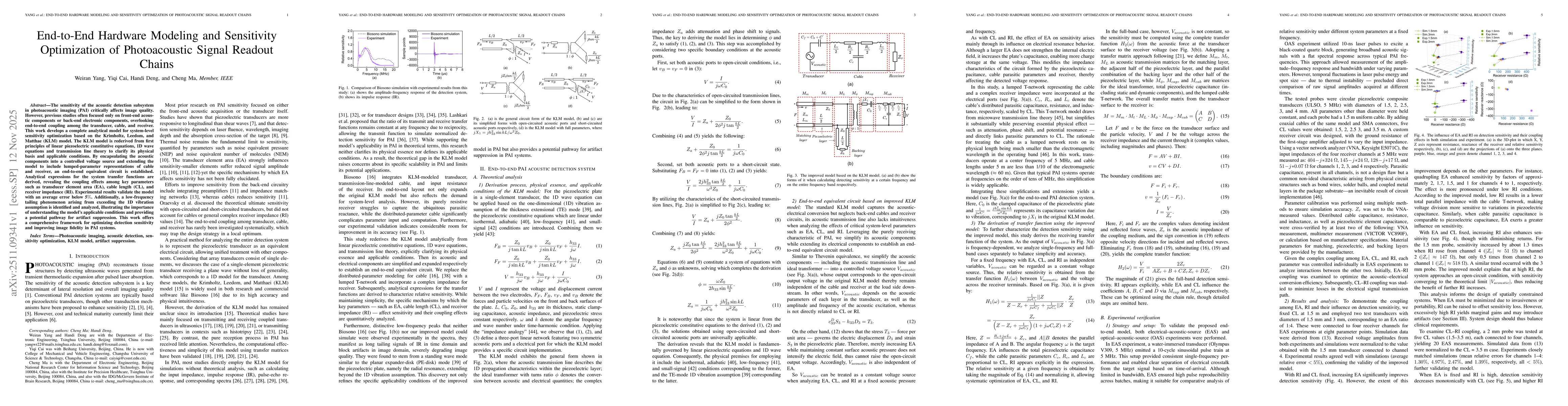 Thumbnail for End-to-End Hardware Modeling and Sensitivity Optimization of Photoacoustic Signal Readout Chains