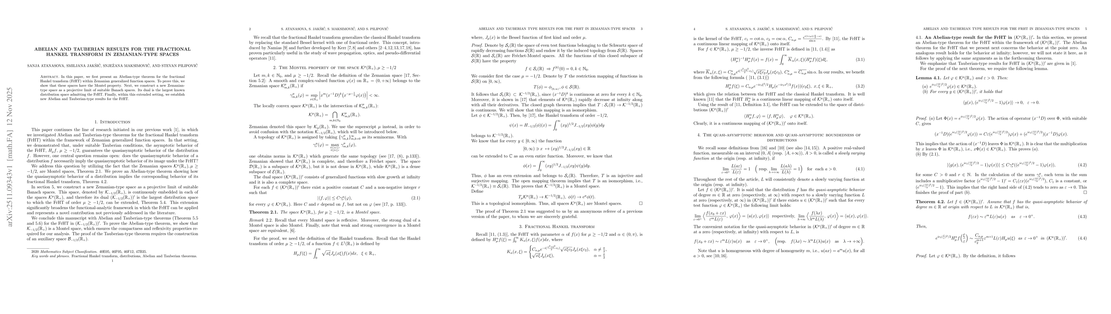 Thumbnail for Abelian and Tauberian results for the fractional Hankel transform in Zemanian-type spaces