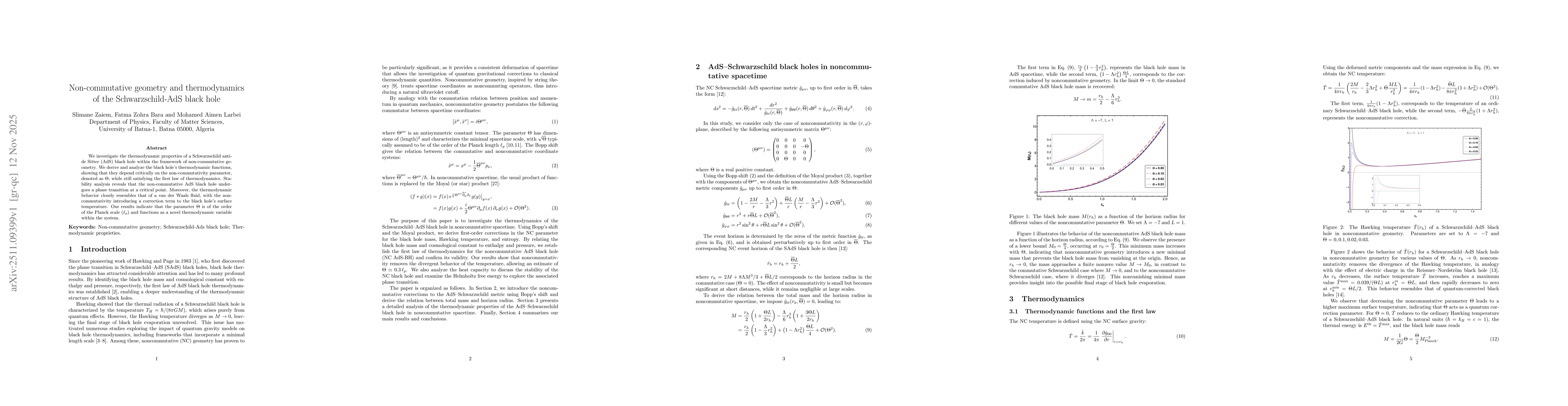 Thumbnail for Non-commutative geometry and thermodynamics of the Schwarzschild-AdS black hole