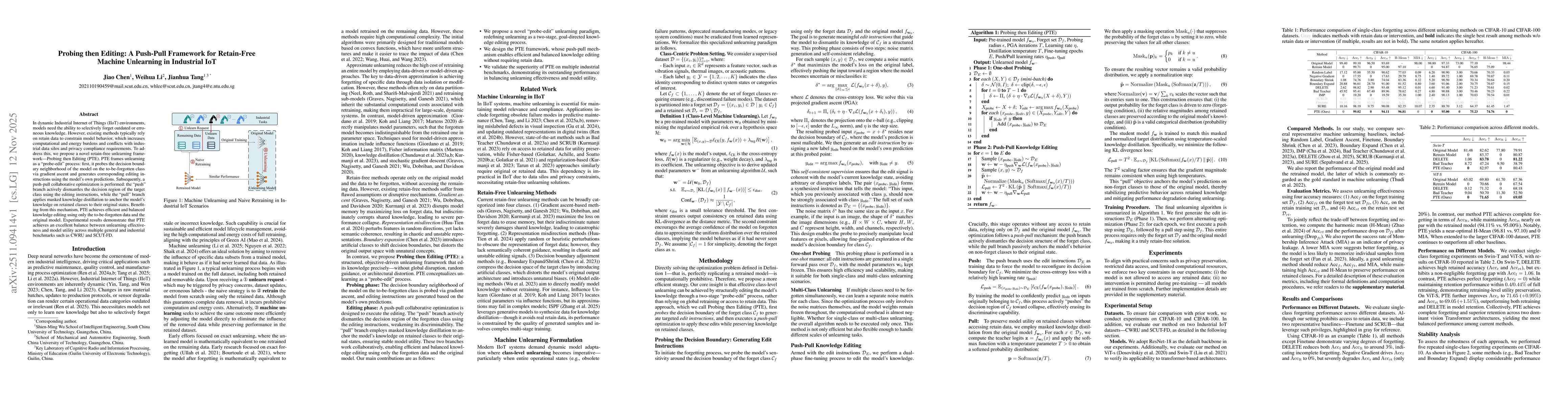 Thumbnail for Probing then Editing: A Push-Pull Framework for Retain-Free Machine Unlearning in Industrial IoT